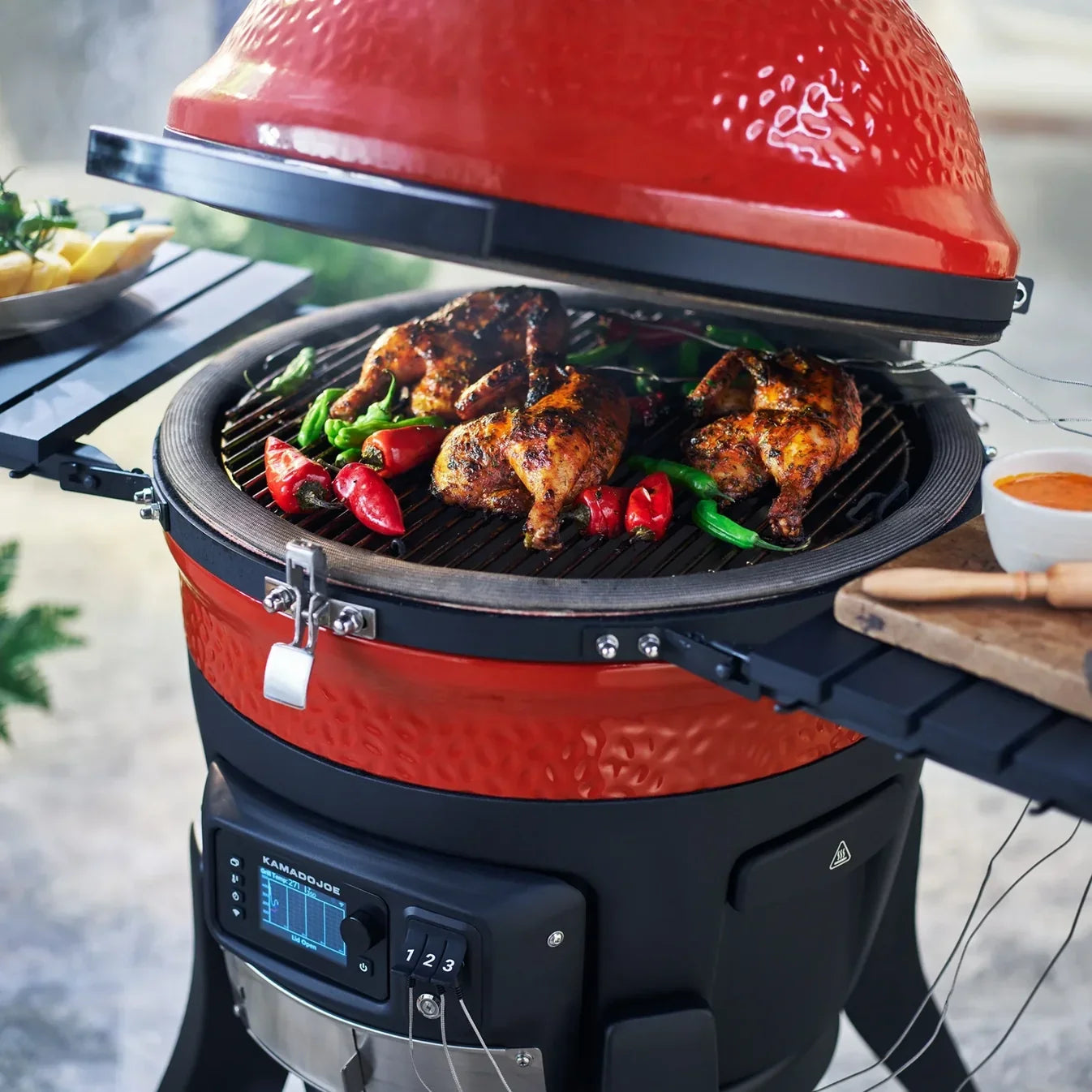 Kamado Joe Konnected Joe 18-Inch Digital Charcoal Grill and Smoker with Cart