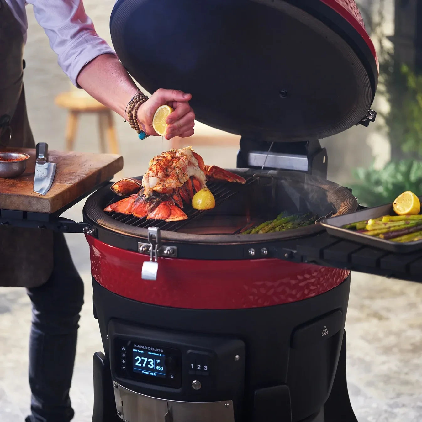 Kamado Joe Konnected Joe 18-Inch Digital Charcoal Grill and Smoker with Cart
