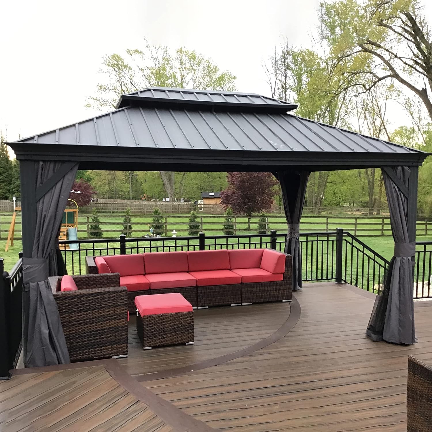 Gazebo 10' X 14' Built-in Drainage System, Gray | 4.7
