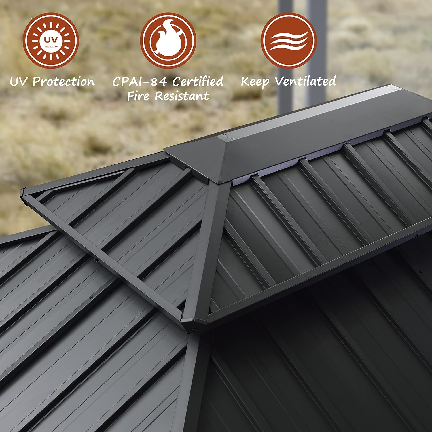 Gazebo 10' X 14' Built-in Drainage System, Gray | 4.7