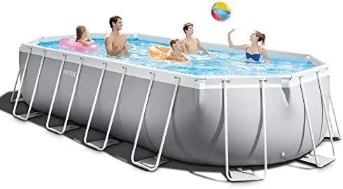 INTEX 26797EH Prism Frame Premium Oval Above Ground Swimming Pool Set: 20ft x 10ft x 48in – Includes 1500 GPH Cartridge Filter Pump – Removable Ladder – Pool Cover – Ground Cloths