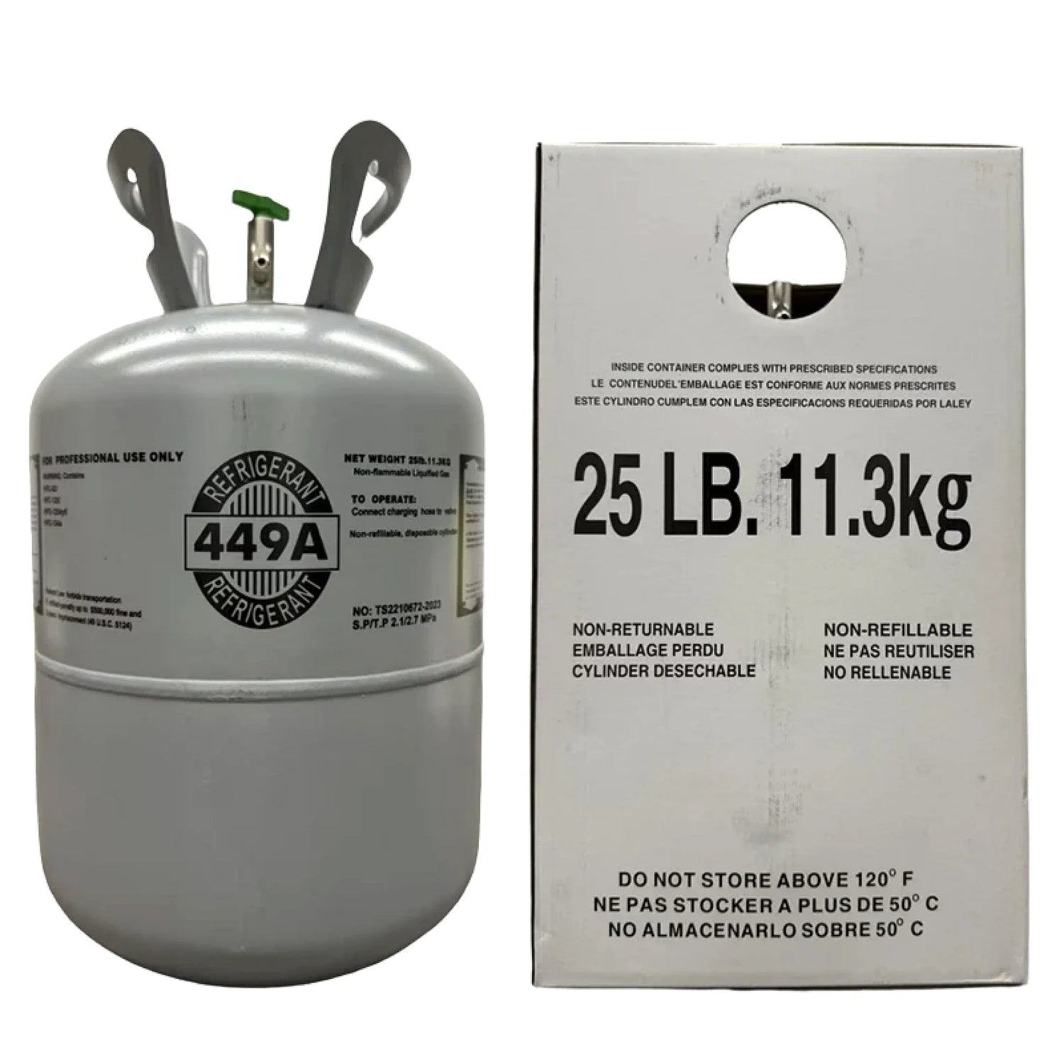 25 lb R449A HFO Blend Refrigerant Gas Cylinder