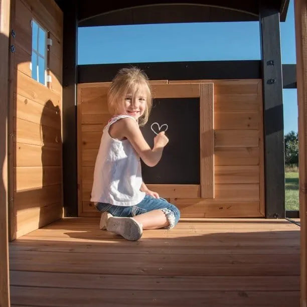 Backyard Discovery Canyon Creek Wooden Swing Set with Slide and Rock Wall