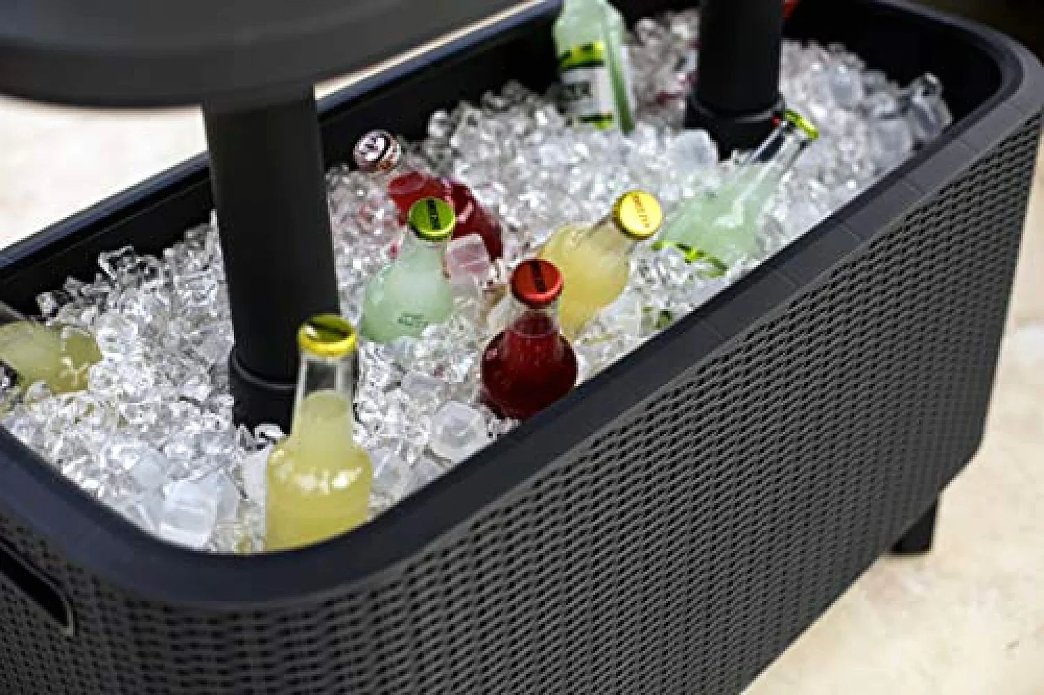 Keter Bevy Bar 2-in-1 Pop-Up Outdoor Cocktail Table & 15.85 Gallon Cooler, Anthracite Grey
