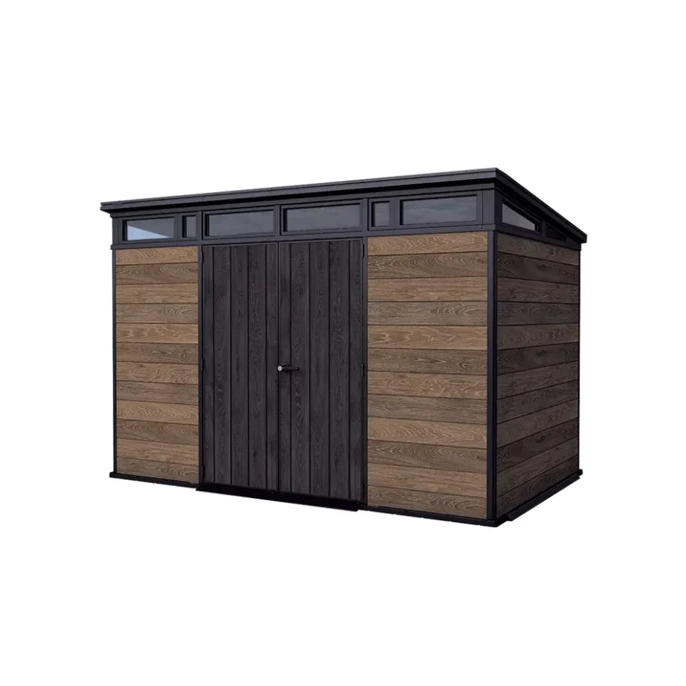 Keter Signature Storage Shed, Walnut Brown, 11×7, Resin Steel Reinforced