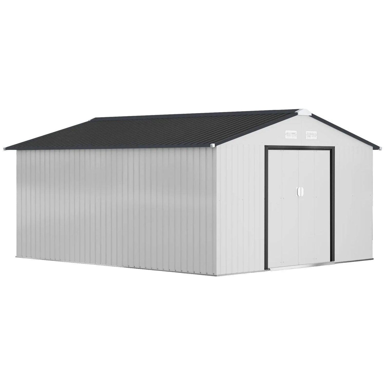 Outsunny Outdoor Storage Shed White 11’×13′ Galvanized Steel
