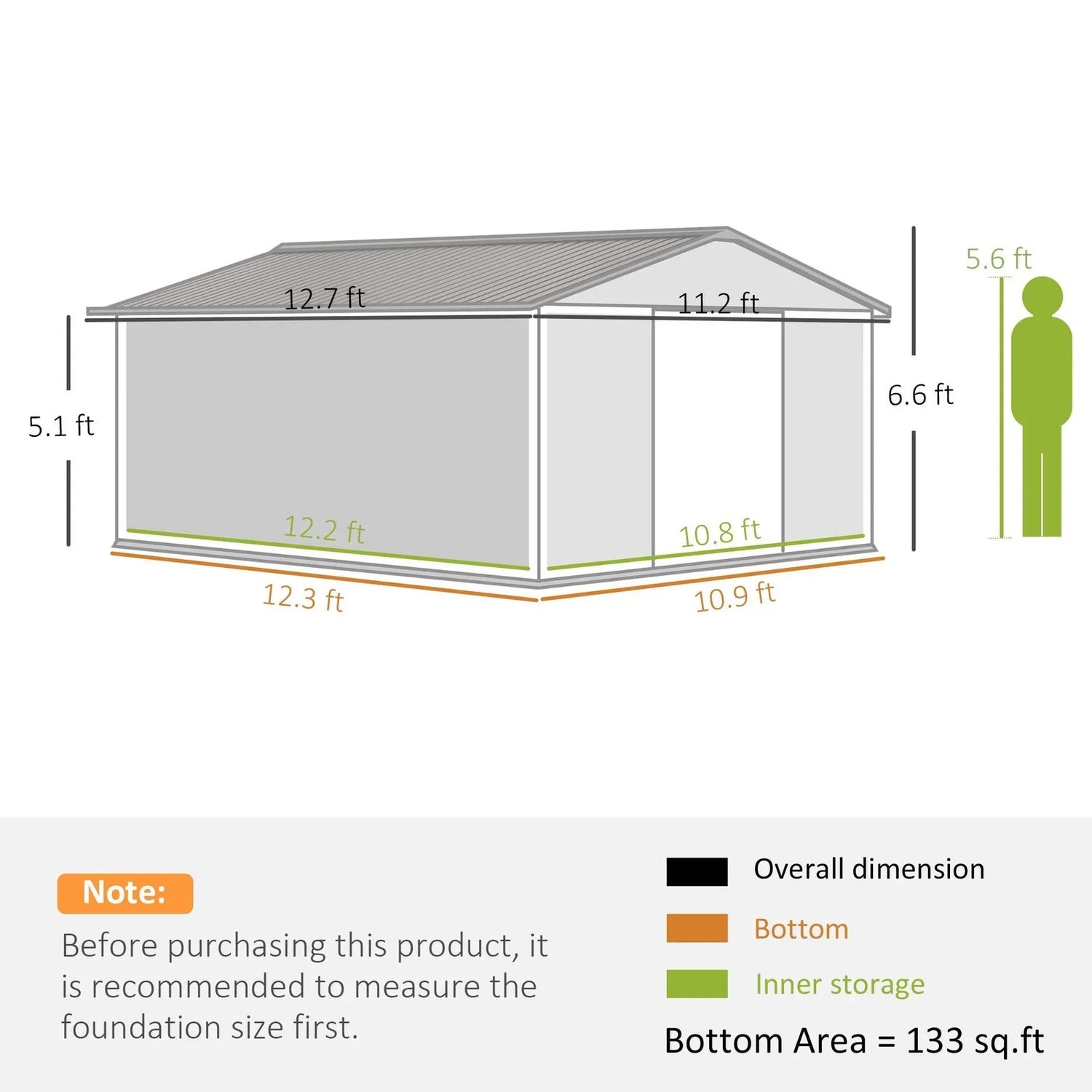 Outsunny Outdoor Storage Shed White 11’×13′ Galvanized Steel