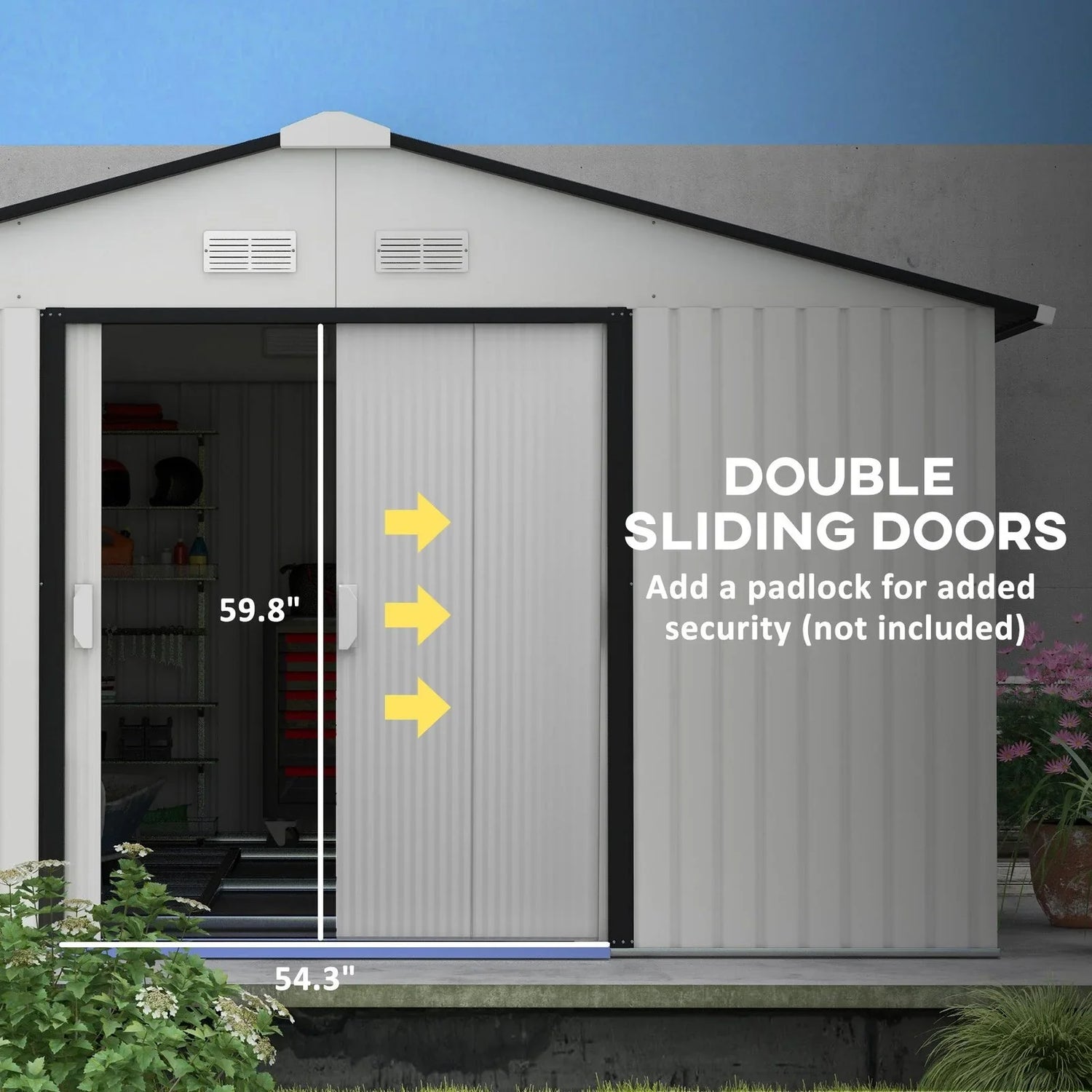 Outsunny Outdoor Storage Shed White 11’×13′ Galvanized Steel