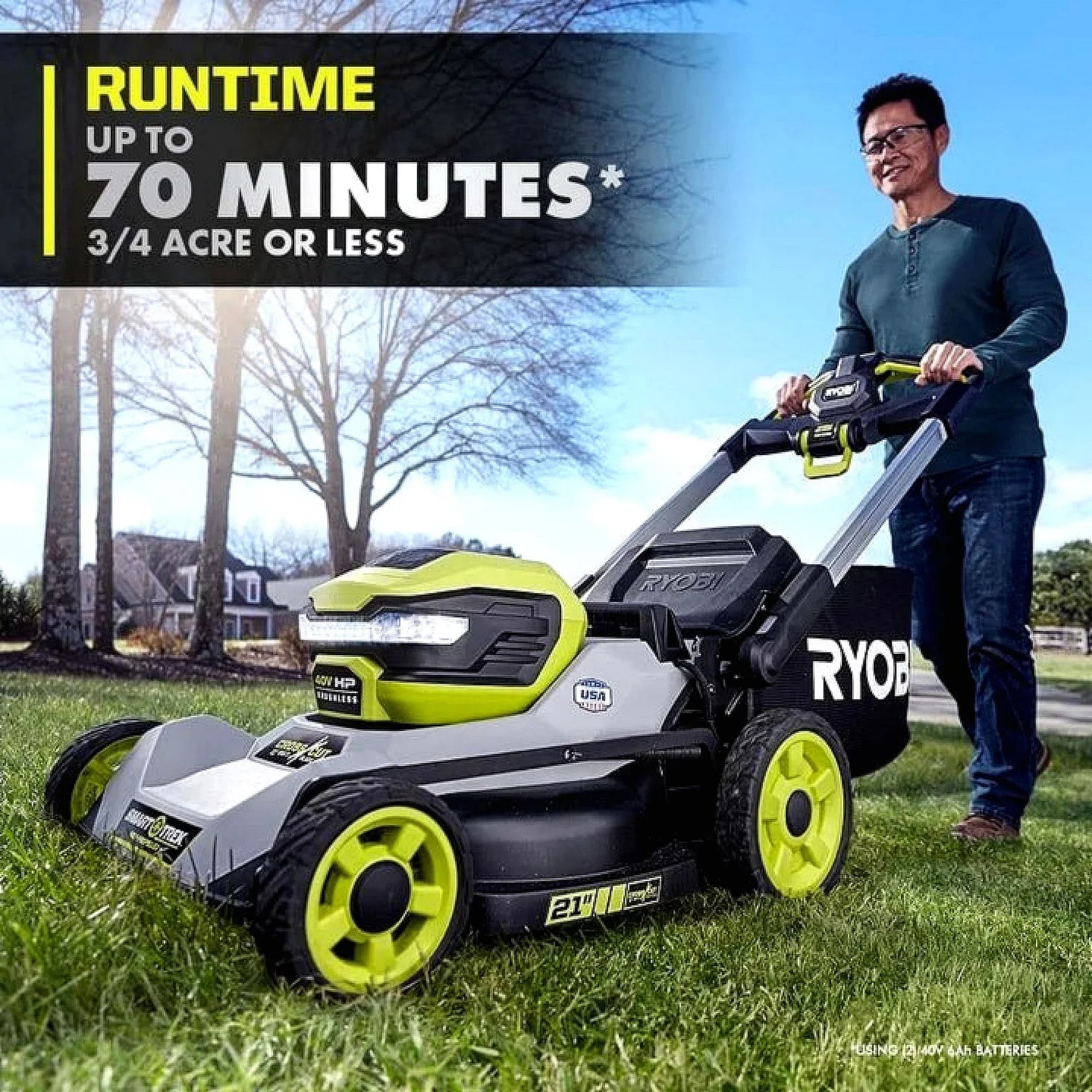 RYOBI 40V HP Brushless 21″ Self-Propelled Multi-Blade Lawn Mower Kit