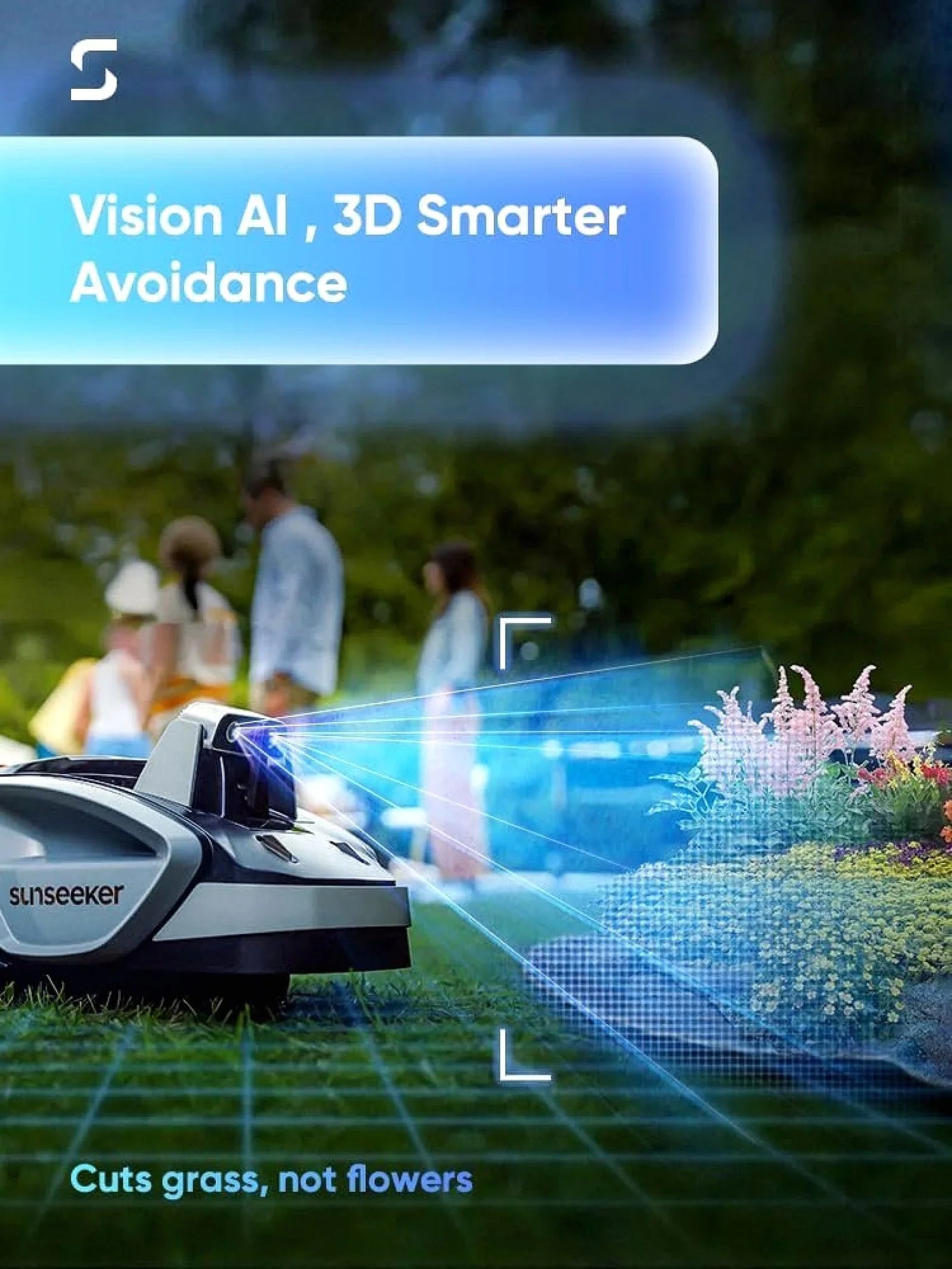 Sunseeker V3 Robotic Lawn Mower with AI Vision and Wireless Smart Navigation