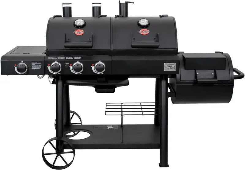 Char-Griller Texas Trio 3-Burner Dual Fuel Grills with Smoker