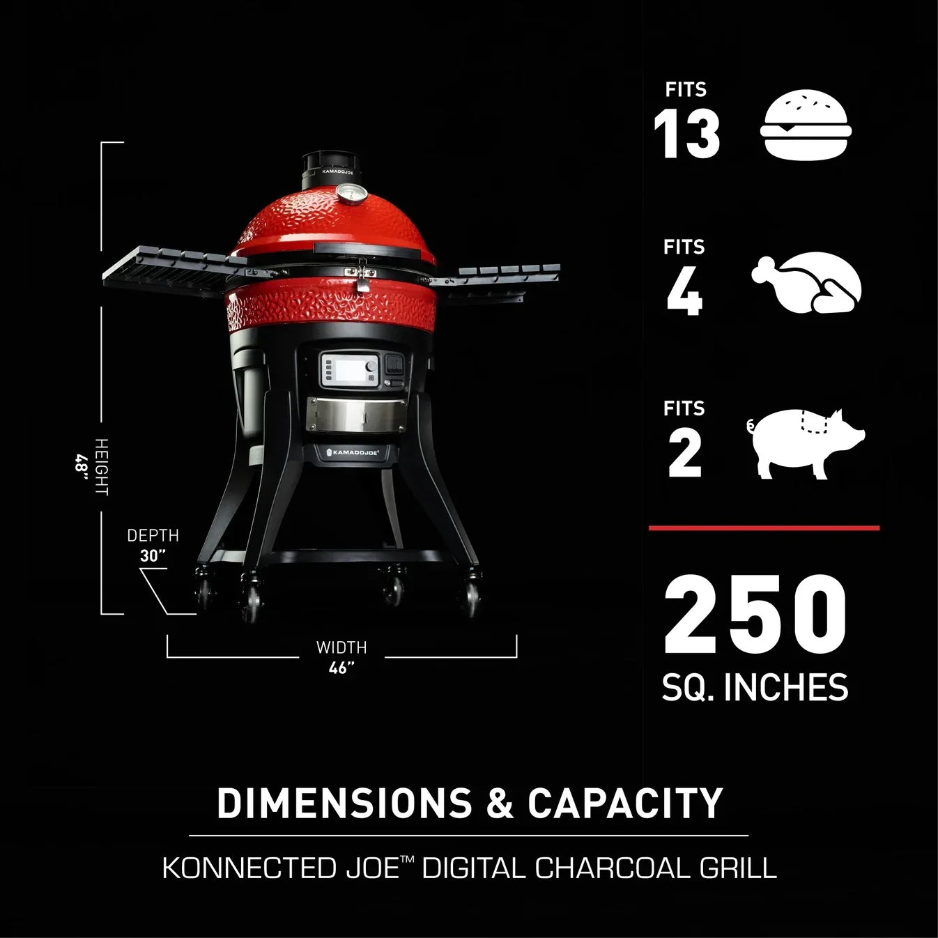 Kamado Joe Konnected Joe 18-Inch Digital Charcoal Grill and Smoker with Cart