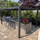 Louvered Pergola 10' x 14' Aluminum Pergola w/Independent Roof | 70 mph for stability, Reinforced beams add strength, Hidden drainage keeps dry, Independent louvers customize shade