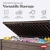 Keter Westwood 150 Gallon Deck Box Organizer, Doubles as 2-Person Bench Seat, Brown – Large Resin Outdoor Storage and Seating with Lockable Lid for Garden, Pool, and Patio