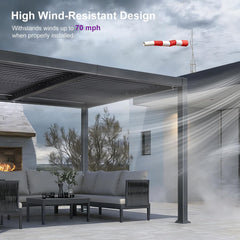 Louvered Pergola 10' x 14' Aluminum Pergola w/Independent Roof | 70 mph for stability, Reinforced beams add strength, Hidden drainage keeps dry, Independent louvers customize shade