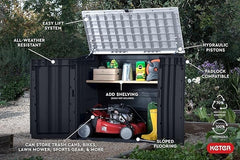 Keter Store-It-Out Prime 4.3 x 3.7 ft. Outdoor Resin Storage Shed with Easy Lift Hinges, Perfect for Yard Tools, Pool Floats and Garden Accessories, Black