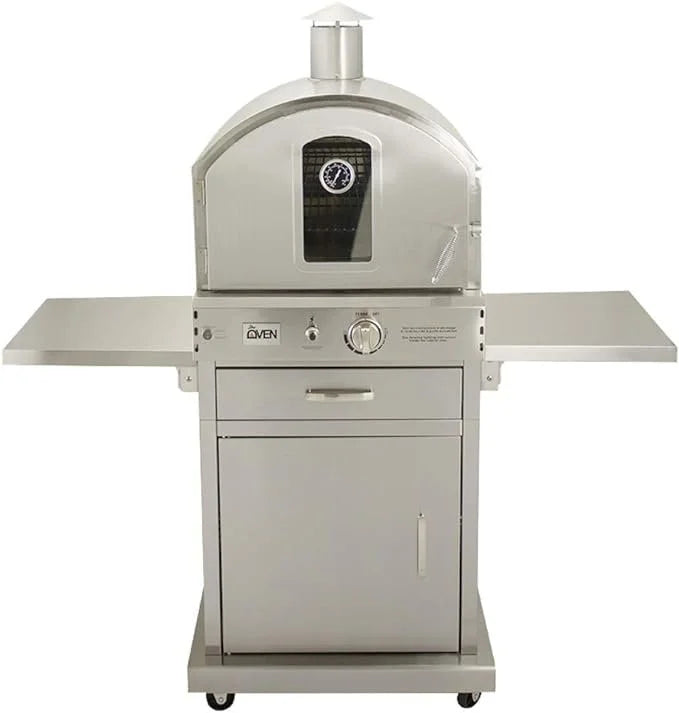 Summerset ‘The Oven’ Outdoor Freestanding Large Capacity Gas Ovens with Pizza Stones, Smoker Box and Mobile Cart, 304 Stainless Steel Construction, Natural Gas