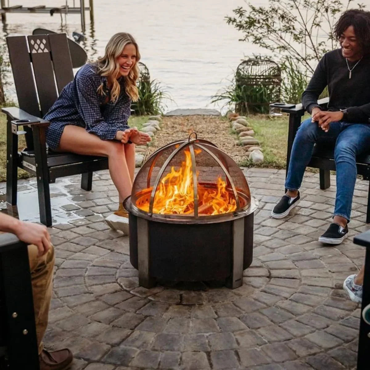X Series 28 Inch Round Cortens Steels Wood-Burning Fire Pit in Stainless Steel by Breeo