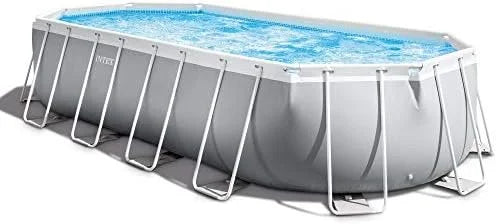 INTEX 26797EH Prism Frame Premium Oval Above Ground Swimming Pool Set: 20ft x 10ft x 48in – Includes 1500 GPH Cartridge Filter Pump – Removable Ladder – Pool Cover – Ground Cloths