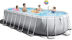 INTEX 26797EH Prism Frame Premium Oval Above Ground Swimming Pool Set: 20ft x 10ft x 48in – Includes 1500 GPH Cartridge Filter Pump – Removable Ladder – Pool Cover – Ground Cloths