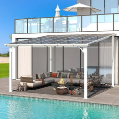 Aecojoy 12 ft x 12 ft White Aluminum Pergola with Canopys