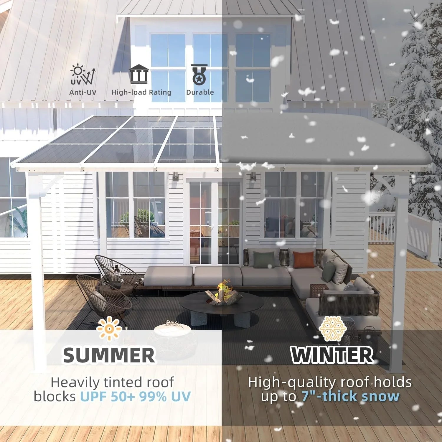 Aecojoy 12 ft x 12 ft White Aluminum Pergola with Canopys