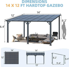 Aecojoy 14×12 ft Aluminum Pergola with Canopys