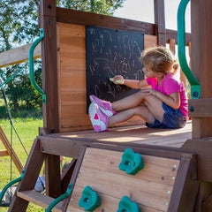 Backyard Discovery Cedar Cove Wooden Swing Set with Dual Slides & Playhouse