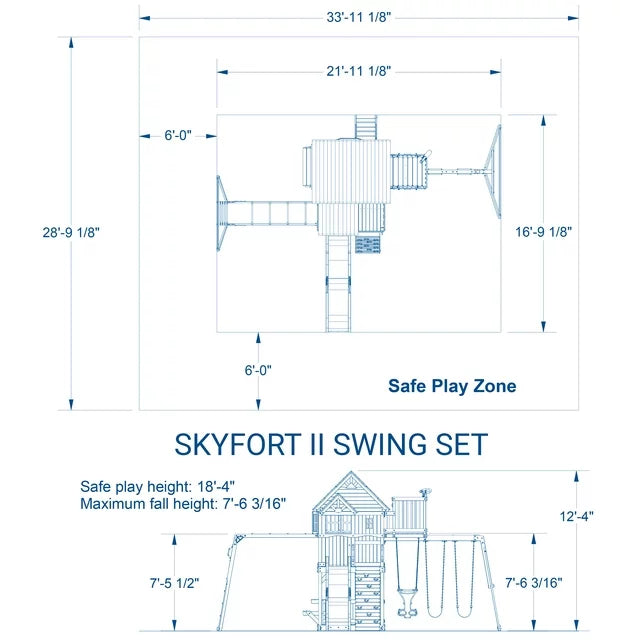 Backyard Discovery Skyfort II Wooden Swing Set with Wave Slide