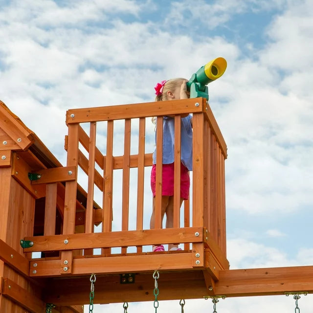 Backyard Discovery Skyfort II Wooden Swing Set with Wave Slide