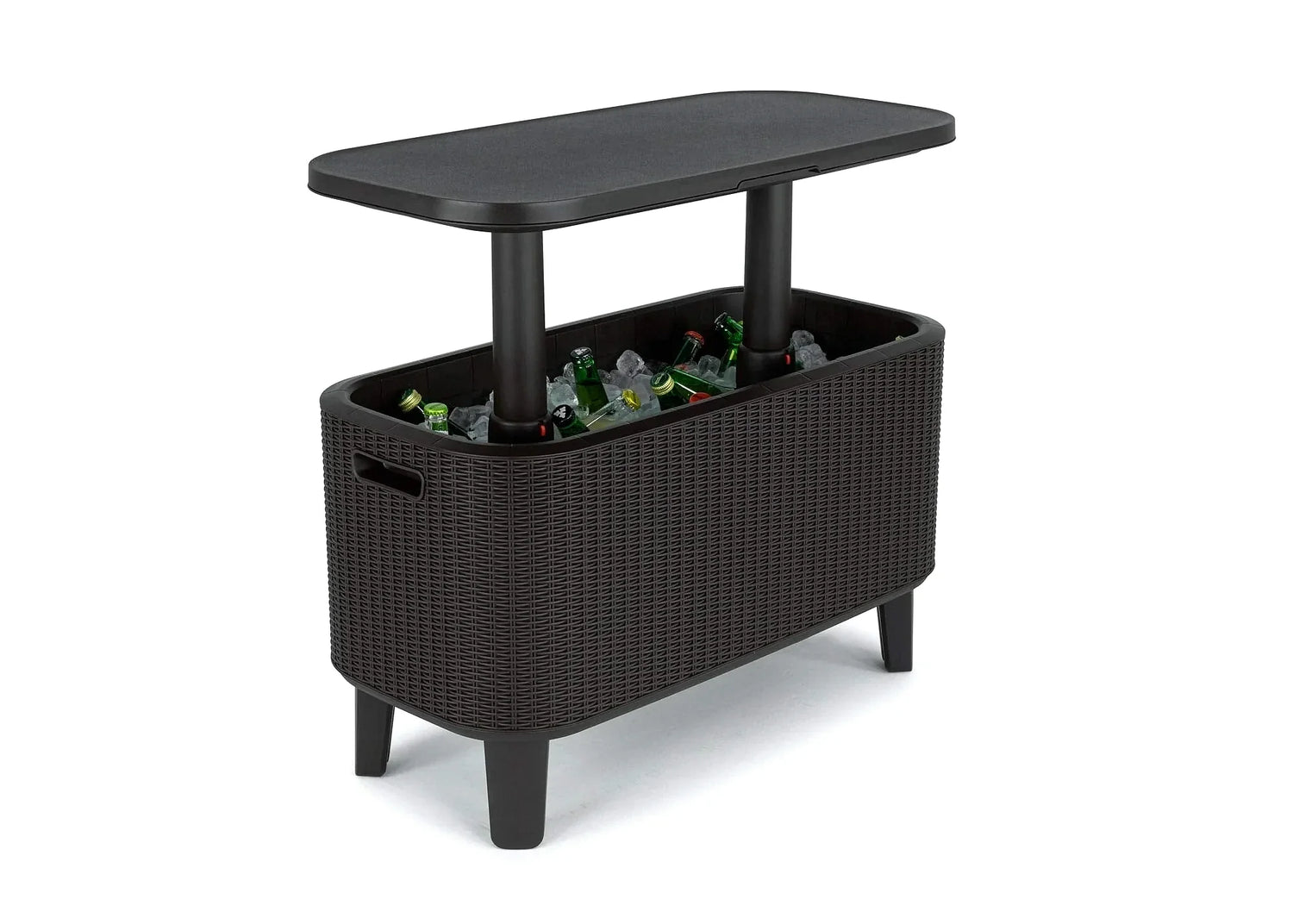 Keter Bevy Bar 2-in-1 Pop-Up Outdoor Cocktail Table & 15.85 Gallon Cooler, Anthracite Grey