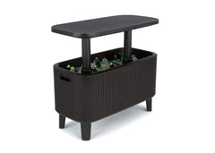 Keter Bevy Bar 2-in-1 Pop-Up Outdoor Cocktail Table & 15.85 Gallon Cooler, Anthracite Grey