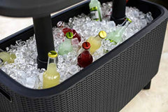Keter Bevy Bar 2-in-1 Pop-Up Outdoor Cocktail Table & 15.85 Gallon Cooler, Anthracite Grey