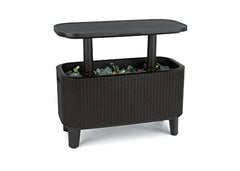 Keter Bevy Bar 2-in-1 Pop-Up Outdoor Cocktail Table & 15.85 Gallon Cooler, Anthracite Grey
