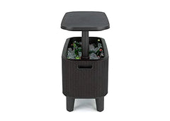 Keter Bevy Bar 2-in-1 Pop-Up Outdoor Cocktail Table & 15.85 Gallon Cooler, Anthracite Grey