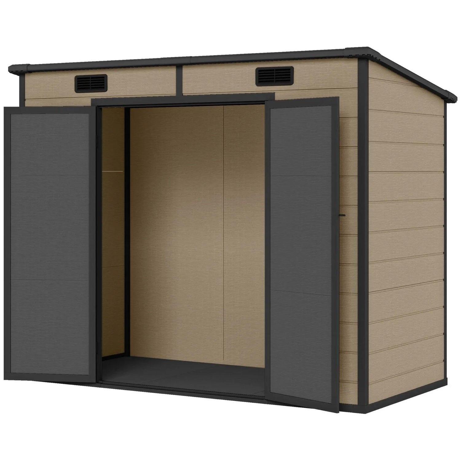 Outsunny 8’×4′ Outdoor Storage Shed Light Brown Resin