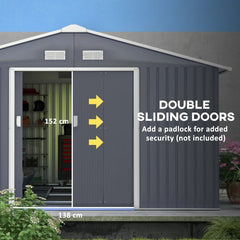Outsunny Outdoor Storage Shed Dark Gray 11’×13′ Galvanized Steel