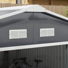 Outsunny Outdoor Storage Shed Dark Gray 11’×13′ Galvanized Steel