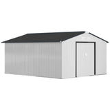 Outsunny Outdoor Storage Shed White 11’×13′ Galvanized Steel