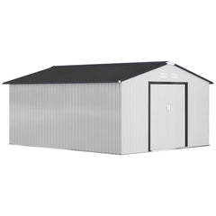 Outsunny Outdoor Storage Shed White 11’×13′ Galvanized Steel