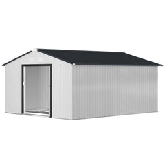 Outsunny Outdoor Storage Shed White 11’×13′ Galvanized Steel