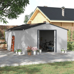 Outsunny Outdoor Storage Shed White 11’×13′ Galvanized Steel
