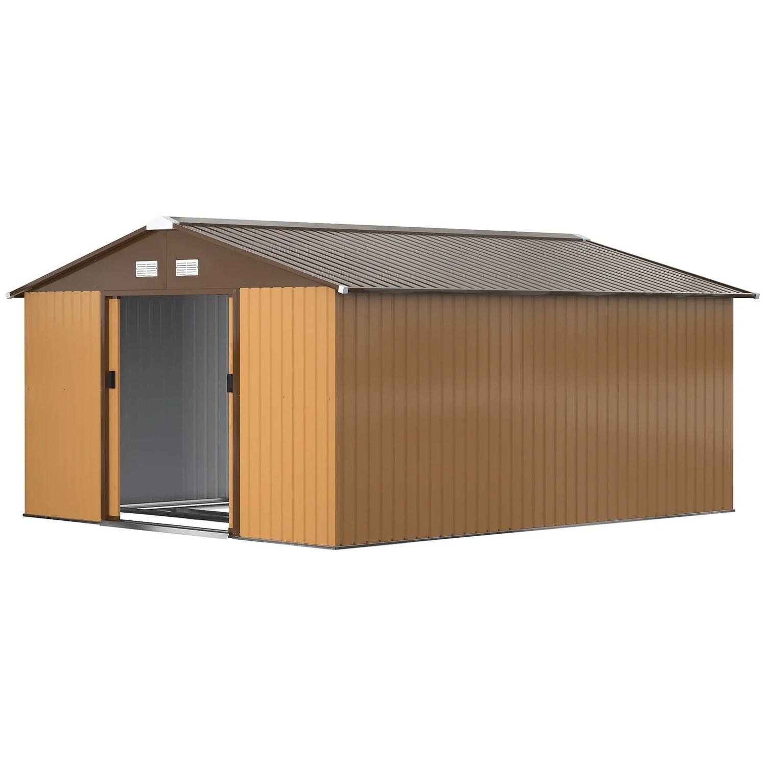 Outsunny Outdoor Storage Shed Yellow 11’×13′ Galvanized Steel