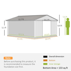 Outsunny Outdoor Storage Shed Yellow 11’×13′ Galvanized Steel