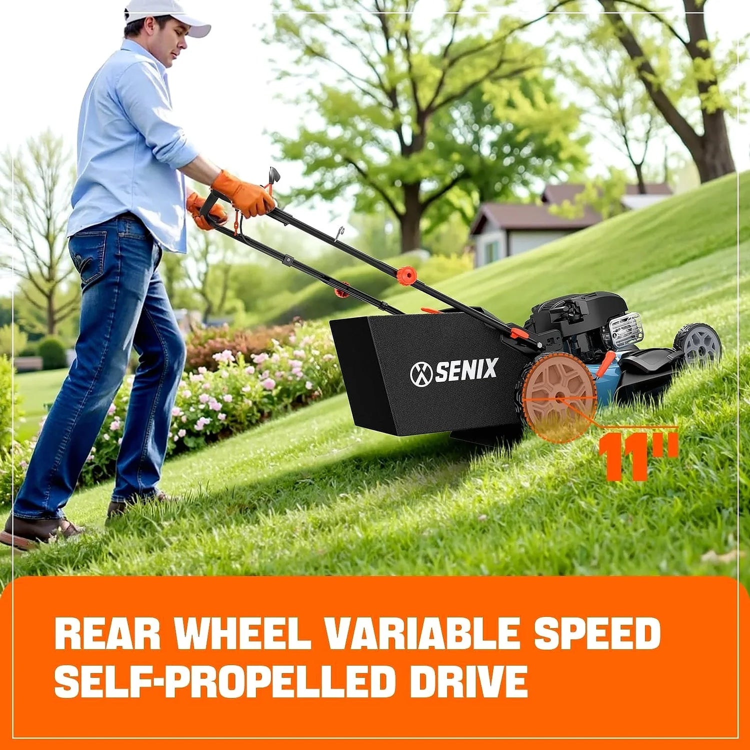 SENIX LSSG-H2 22-Inch Self-Propelled Gas Lawn Mower with 163cc 4-Cycle Briggs & Stratton Engine