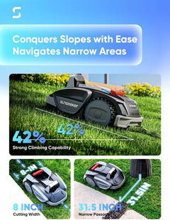 Sunseeker V3 Robotic Lawn Mower with AI Vision and Wireless Smart Navigation