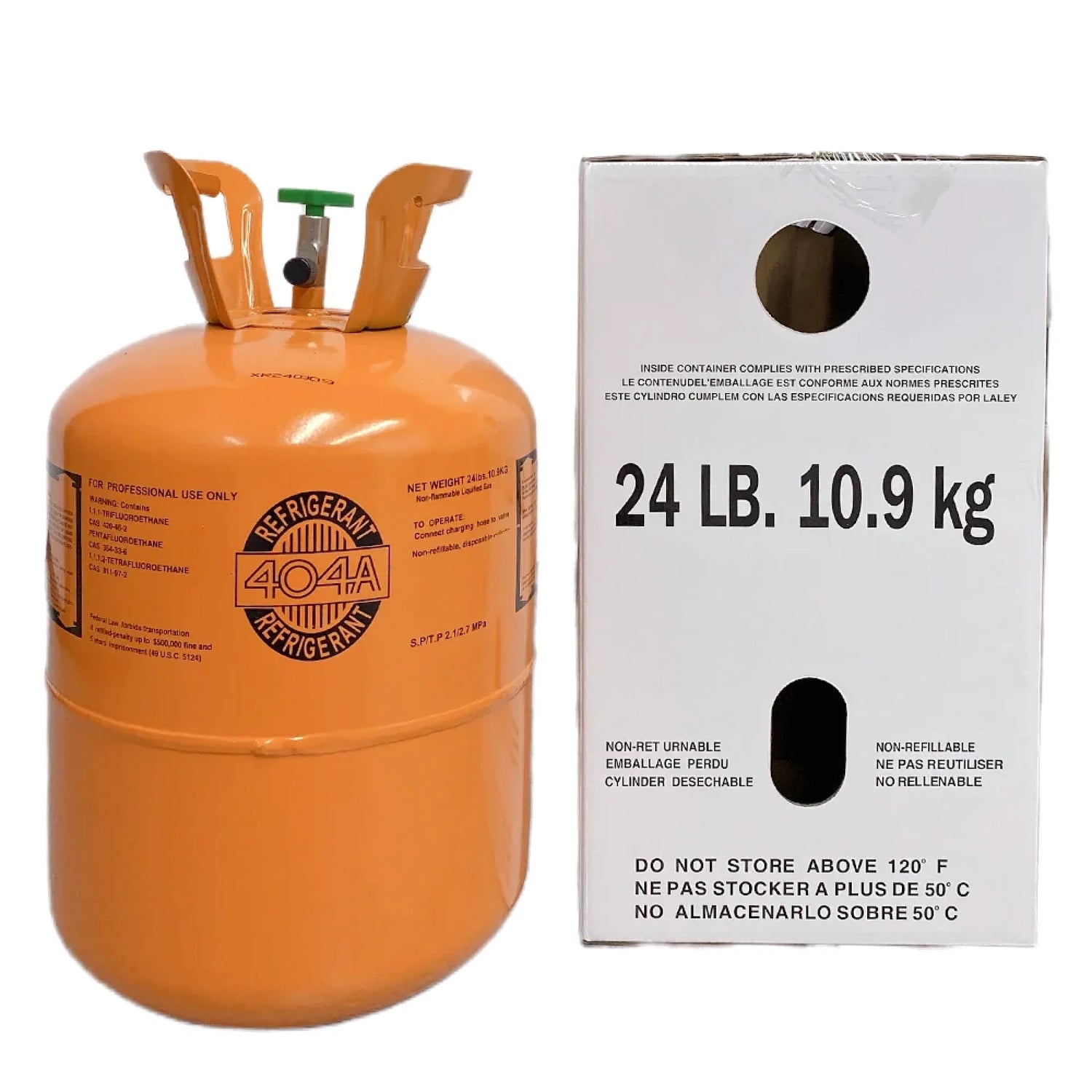 R-404A HFC Refrigerant Gas, 24 LB Cylinder