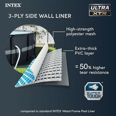Intex Ultra XTR Frame 14′ x 42″ Round Above Ground Outdoor Swimming Pool Set with Sand Filter Pump, Ladder, Ground Cloth, and Pool Covers