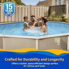 Blue Wave Belize 15-Feet Round 52-Inch Deep 6-Inch Top Rail Metal Wall Swimming Pool Packages