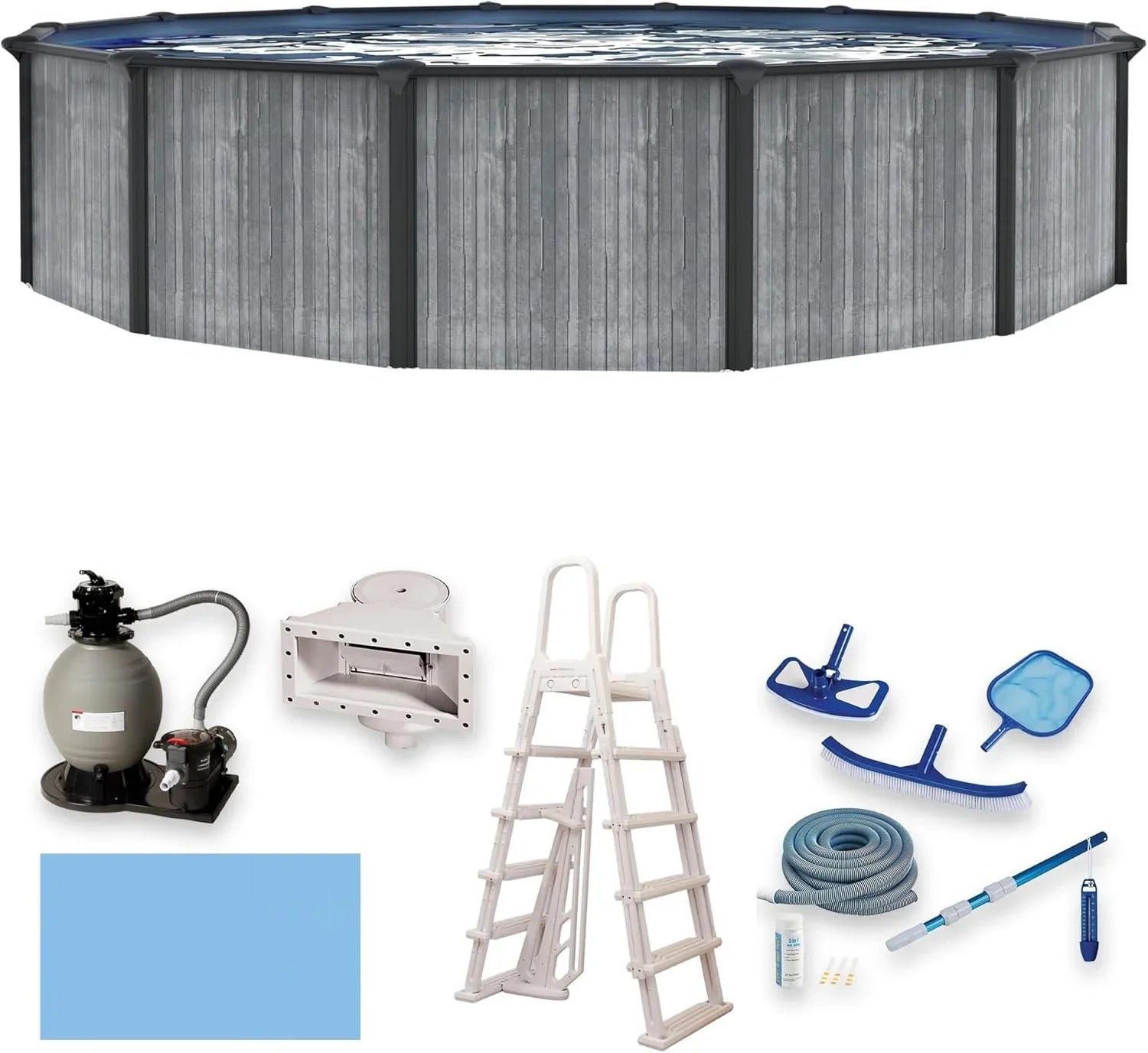 Blue Wave San Pedro 24-ft Round 52-in Deep 6-in Top Rail Above Ground Steel Wall Swimming Pools